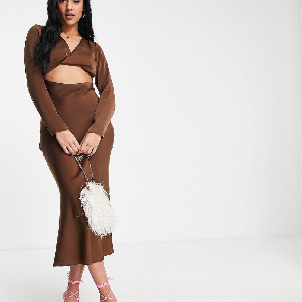 Pre-Owned Asos Design Twist Front Bias Midi Dress… - image 4